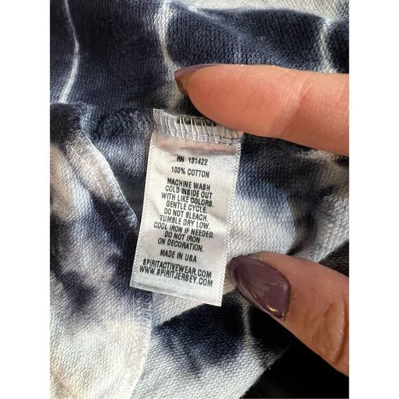 Spirit Jersey Sweater Womens Medium White Blue Cardigan Tie Dye Open Front NWOT - Picture 4 of 8